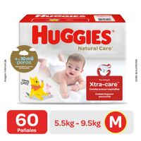 Pañales Huggies Hiperpack Natural Care Unisex Talla M - Bolsa 60 UN