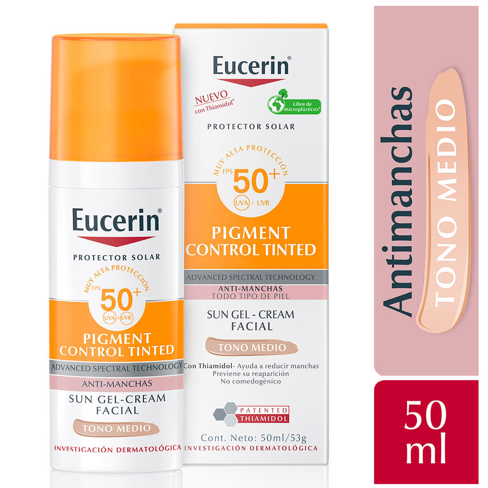 Protector Solar Eucerin Pigment Control Fluido FPS 50+ Tono Medio - Frasco 50 ML