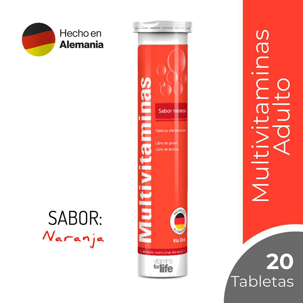 Multivitaminas Vitamins For Life Tableta Efervescente Sabor Naranja