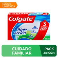 Crema Dental  Colgate Triple Acción - Pack 3 UN x 100 ML