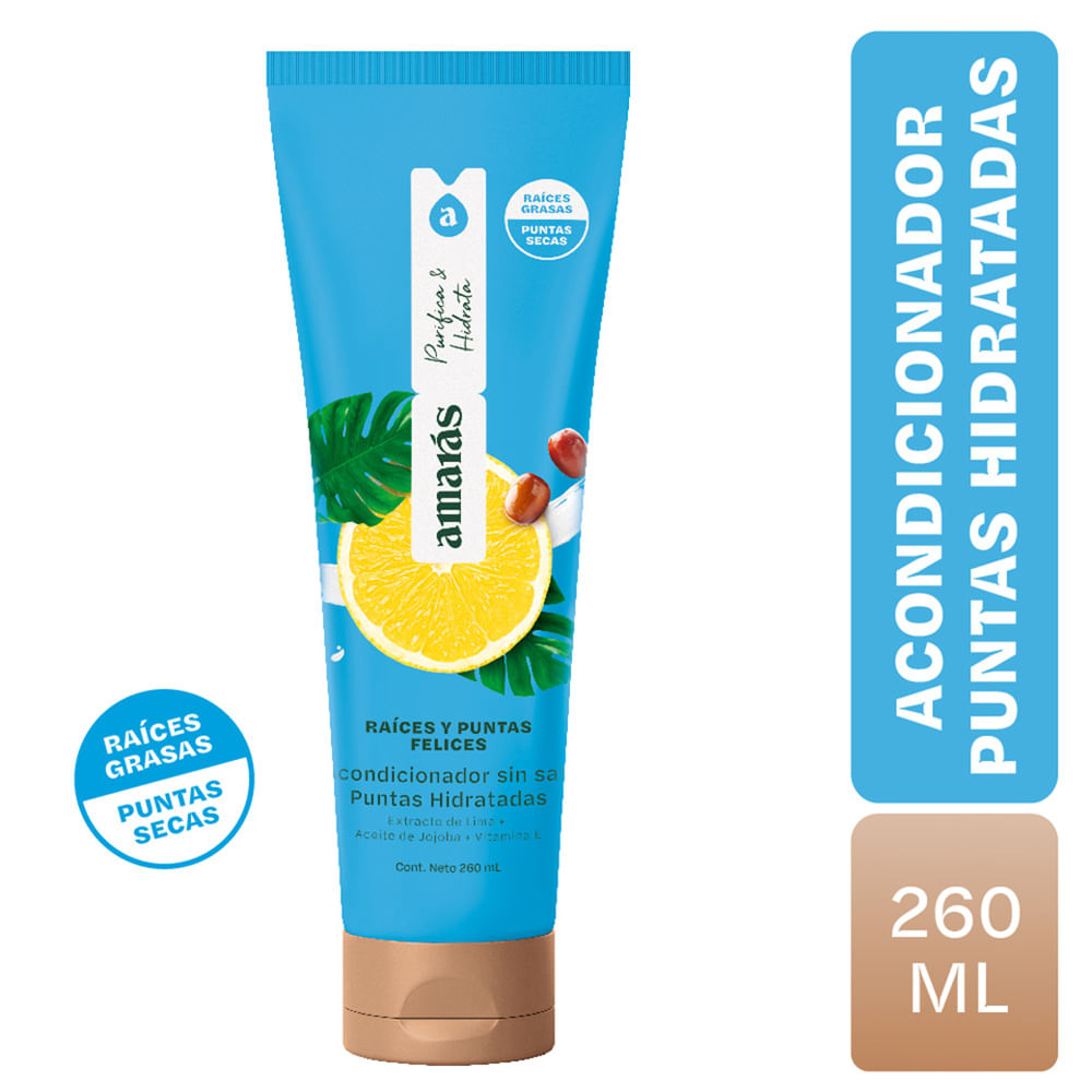 Acondicionador Puntas Hidratadas Amarás Raíces y Puntas Felices con Extracto de Lima + Aceite de Joj