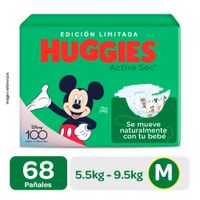 Pañales Huggies Hiperpack Active Sec Xtra Flex Talla M - Bolsa 68 UN