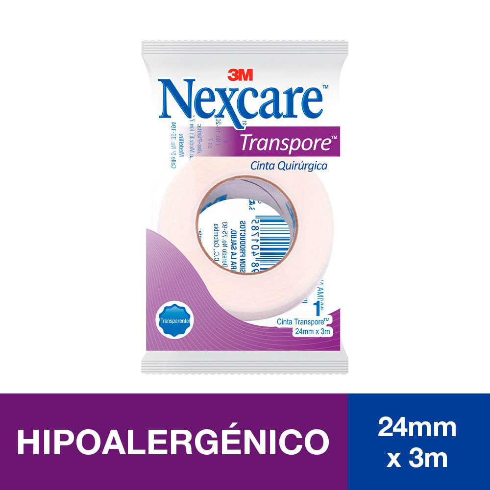 Cinta Nexcare Transpore 24mm x 3m - Unidad 1 UN