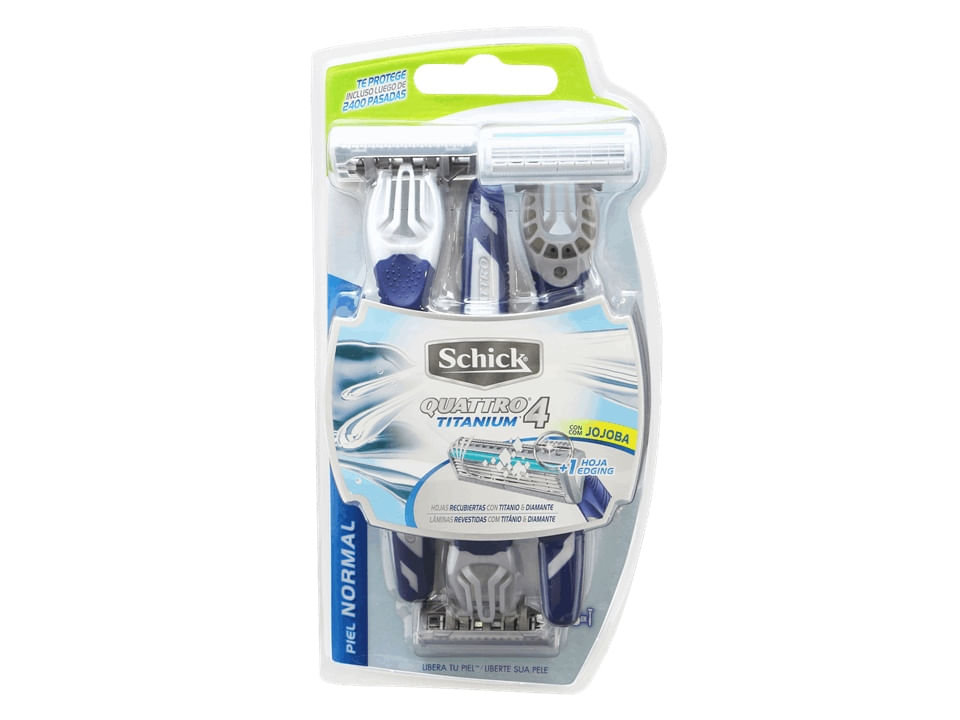 Maquina Para Afeitar Schick Quattro Titanium Blíster x 3 - Blister 3 UN