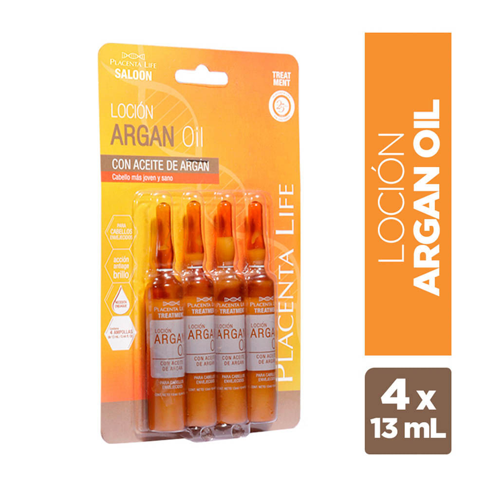 Ampolla Capilar Placenta Life Loción Argan Oil - Blíster 4 UN