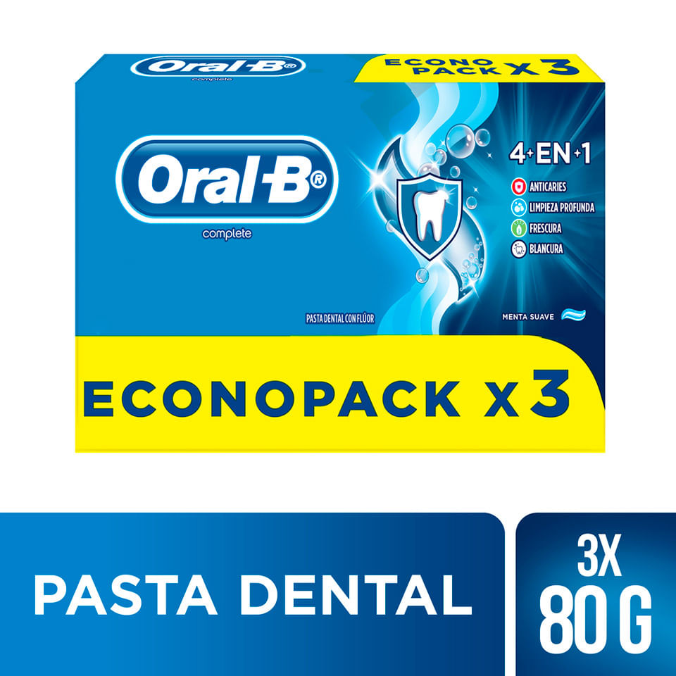Crema Dental 4 en 1 Oral-B Complete - Pack 3 UN