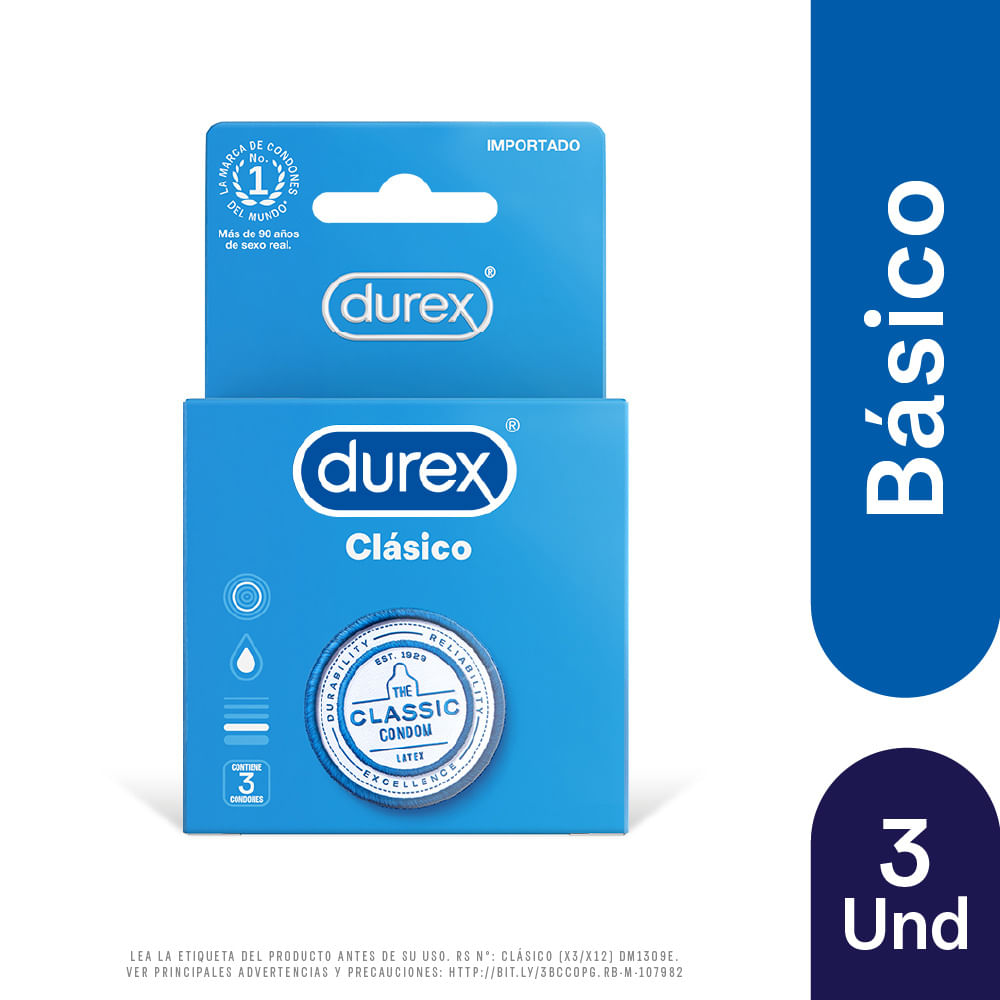 Preservativos Durex Clásico - Caja 3 UN