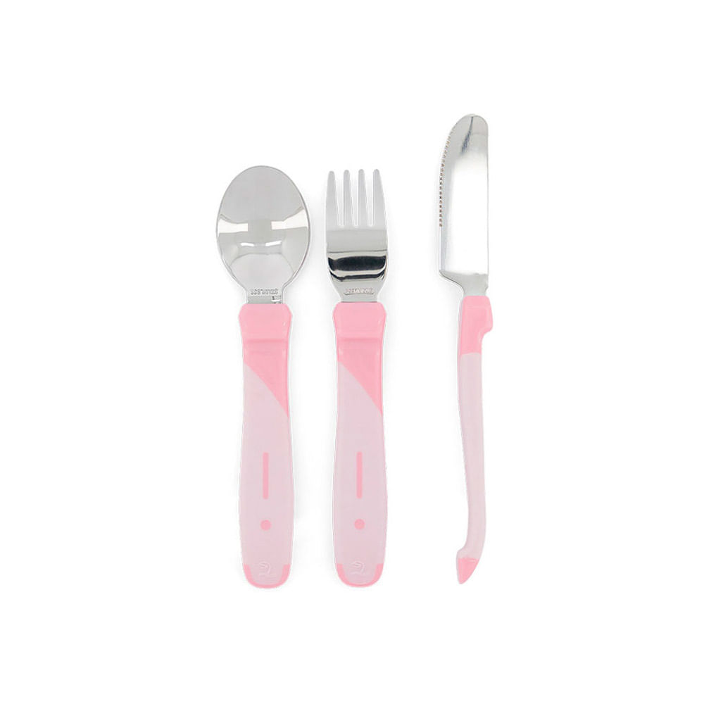 Set Cubiertos Twistshake Learn Cutlery Stainless Steel 12+m Pastel Pink - 3 UN