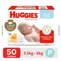 Pañal Huggies Unisex Talla P Natural Care - Bolsa 50 UN