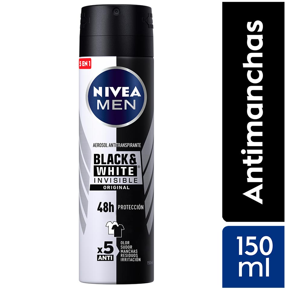 Antitranspirante en Spray Nivea Invisible Black & White Original para Hombre - Frasco 150 ML