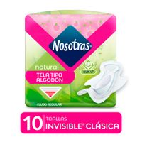 Toallas Higiénicas Nosotras Natural Invisible - Bolsa 10 UN