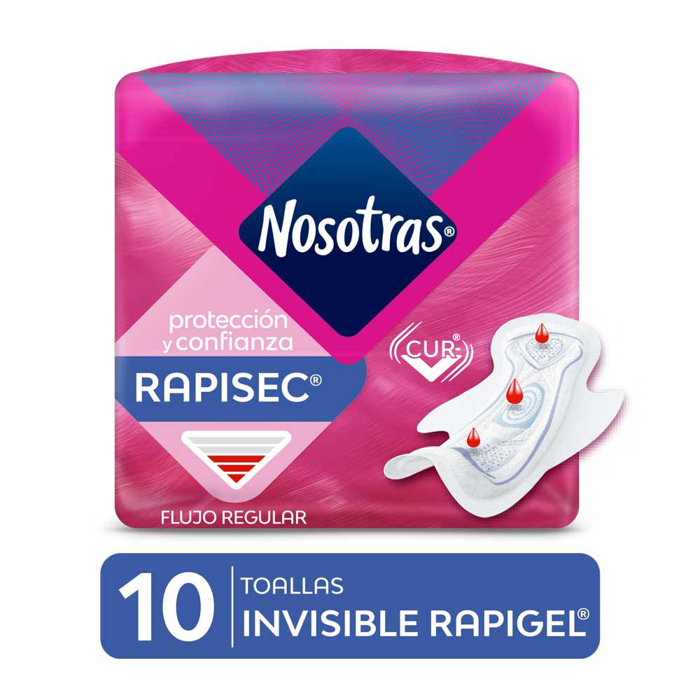 Toallas Higiénicas Invisible Rapigel Nosotras - Bolsa 10 UN