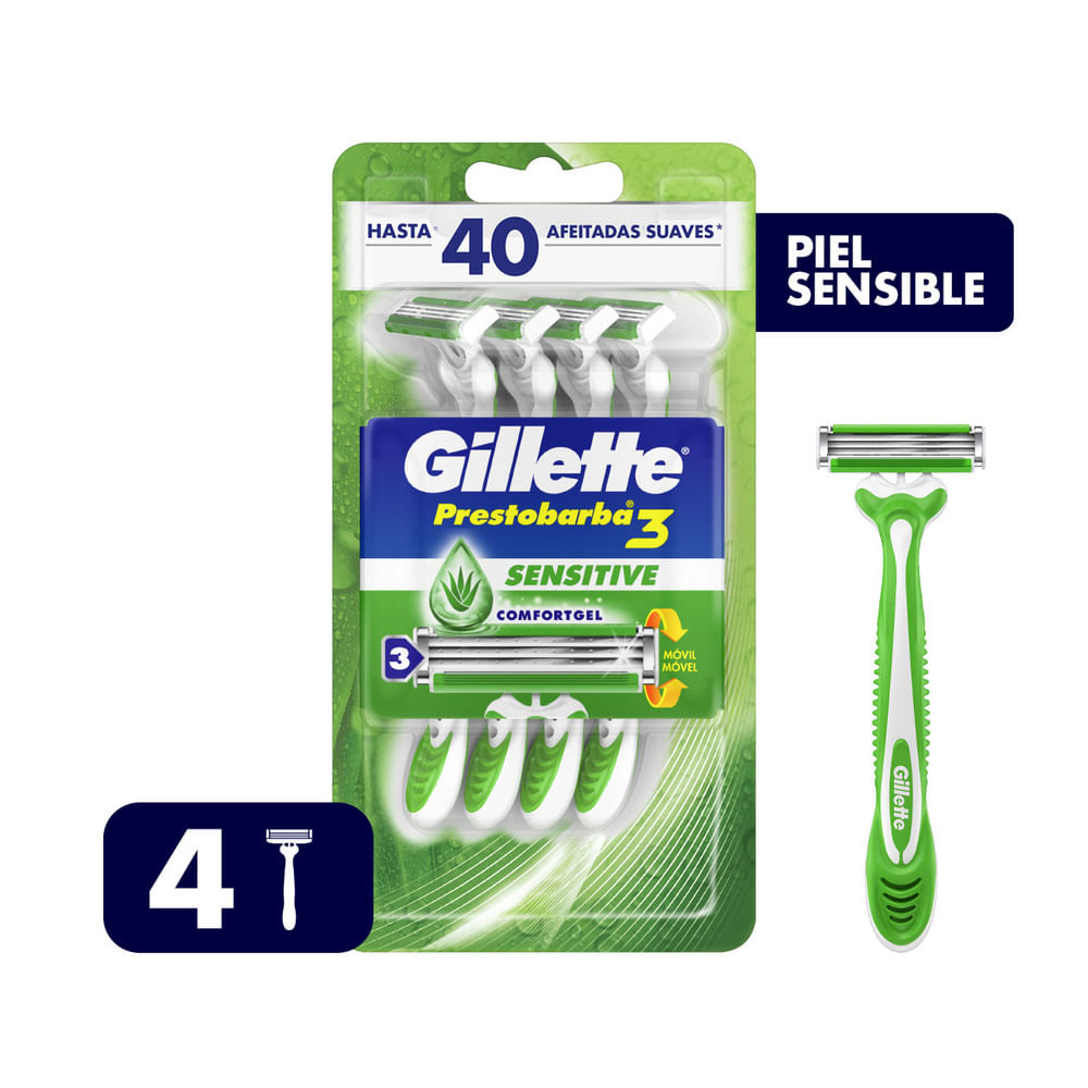 Máquina para Afeitar Gillette Prestobarba3 Sensitive - Blíster 4 UN