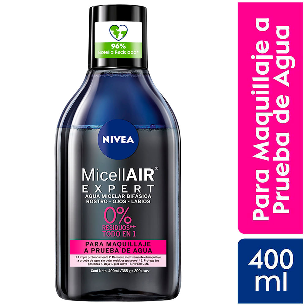 Agua Micelar Desmaquillante Bifásica Nivea Black MicellAir - Frasco 400 ML