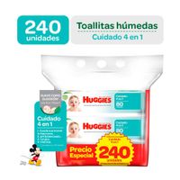 Toallitas Húmedas Huggies Cuidado 4 en 1 - Pack 3x80un