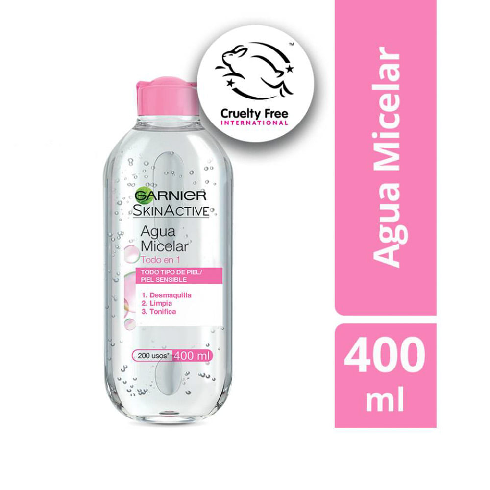 Agua Micelar Garnier Skin Active Todo en 1 Piel Normal - Frasco 400 ML
