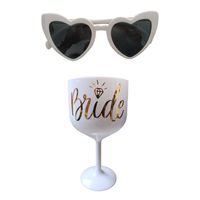 Set copa y lentes blancos para la novia bride despedida de soltera