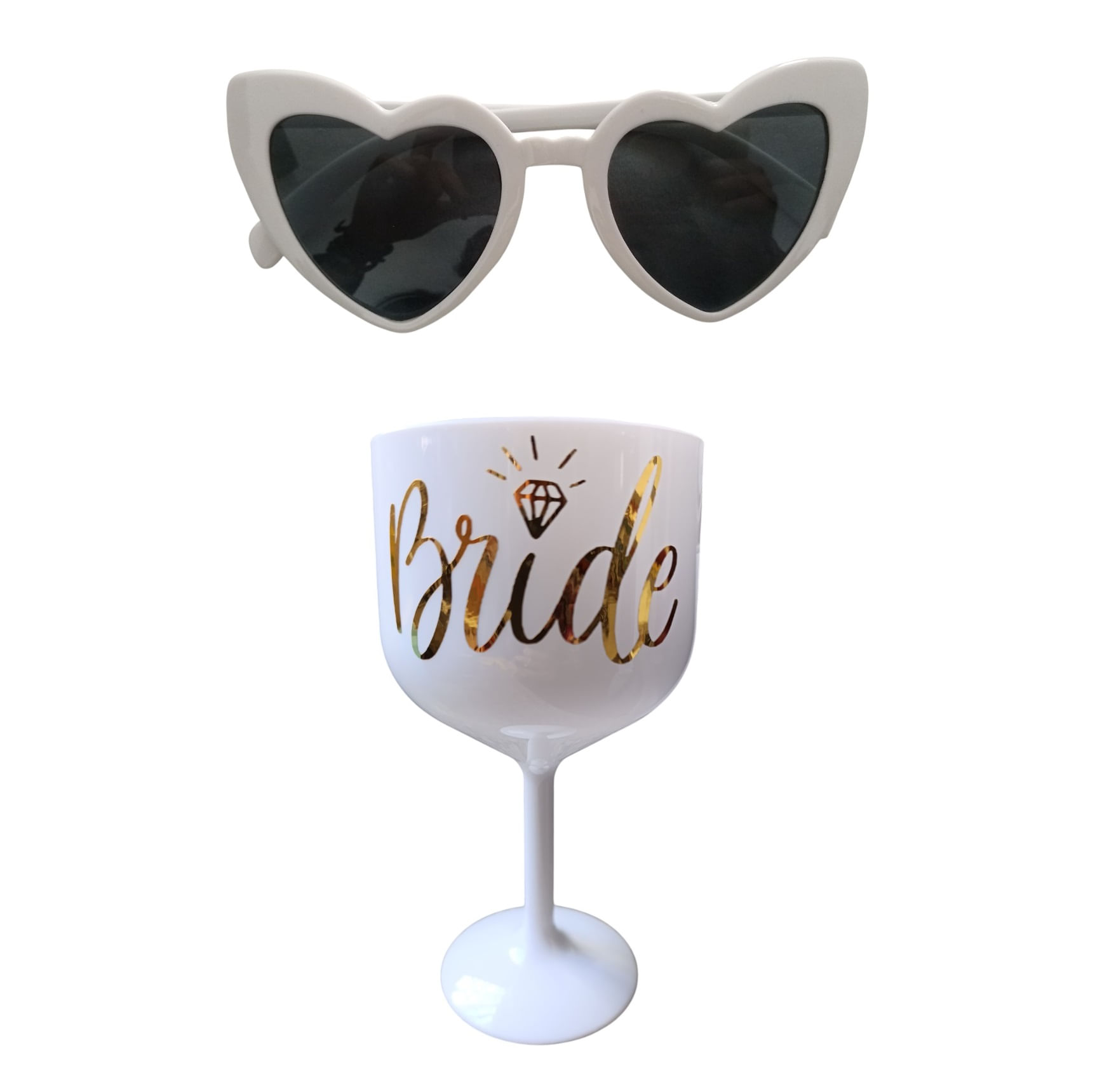 Set copa y lentes blancos para la novia bride despedida de soltera