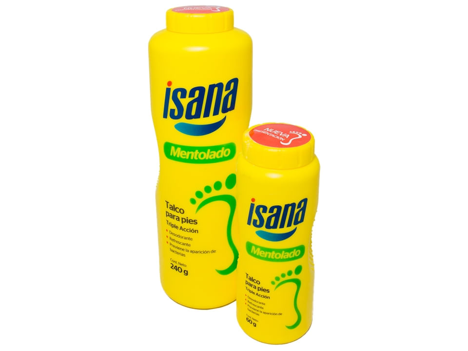 Talco Mentolado Isana - Frasco 240 G + Frasco 60 G