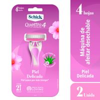 Máquina para Afeitar 4 Hojas Schick Quattro For Women - Blister 2 UN