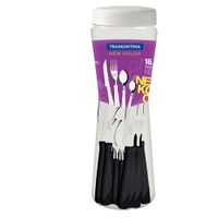 Juego de Cubiertos x 16 Pz Negro New Kolor Tramontina - Incluye Tenedores, Cuchillos y Cucharas (JYA