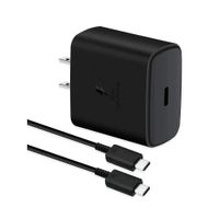 Cargador 45W carga super rapida-Tipo C  Cubo + CableNegro