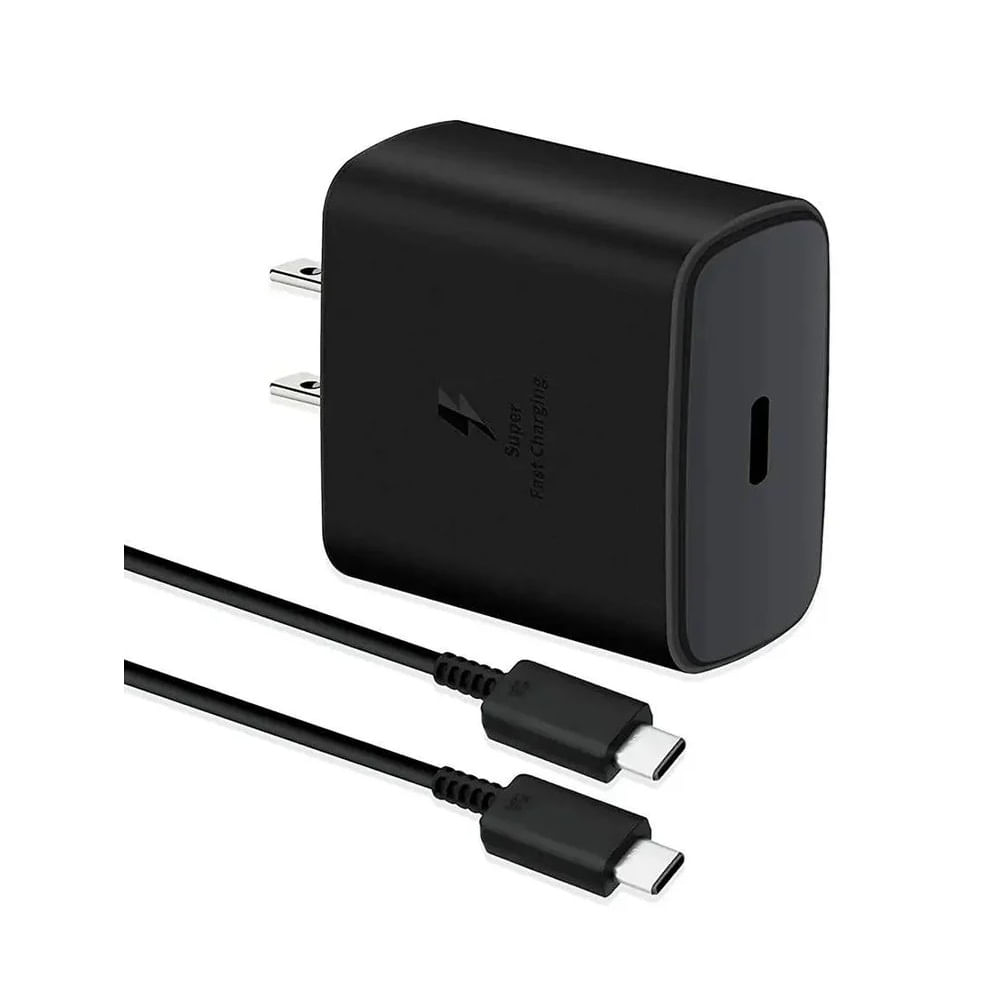 Cargador 45W carga super rapida-Tipo C Cubo + CableNegro