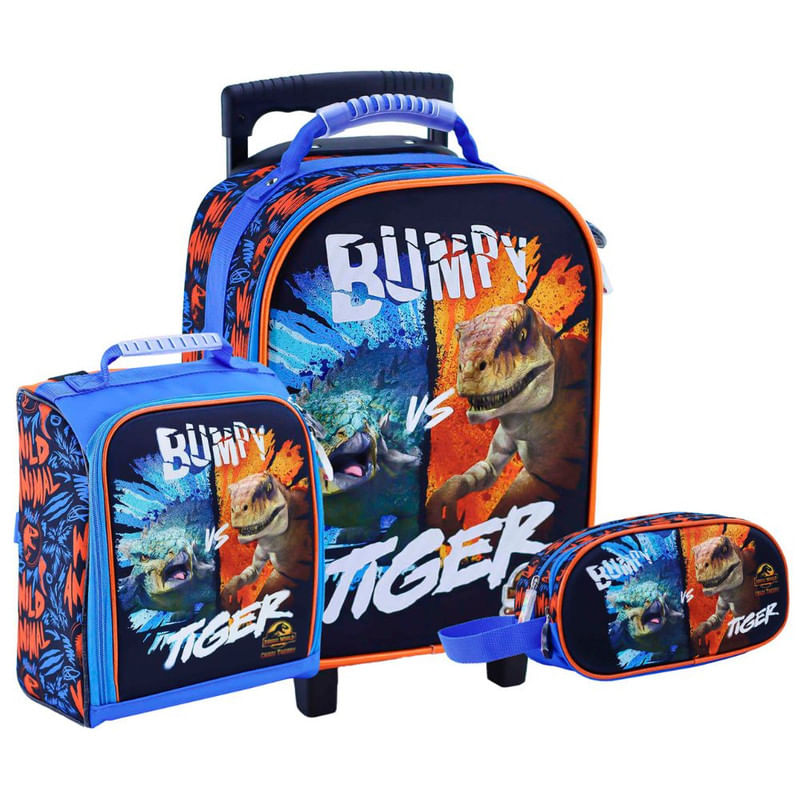 Set Scool Magic Maleta Lonchera Cartuchera Jurassic 3D