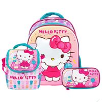 Set Scool Magic Mochila A4 Lonchera Cartuchera Hello Kitty 3D