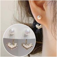 Aretes de Perla Blanca para Mujer de Corazón con Brillo Joyería