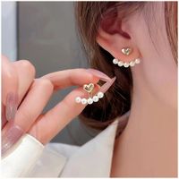 Aretes Pegados para Mujer Dorado con Perlas Joyería Moda Mujer