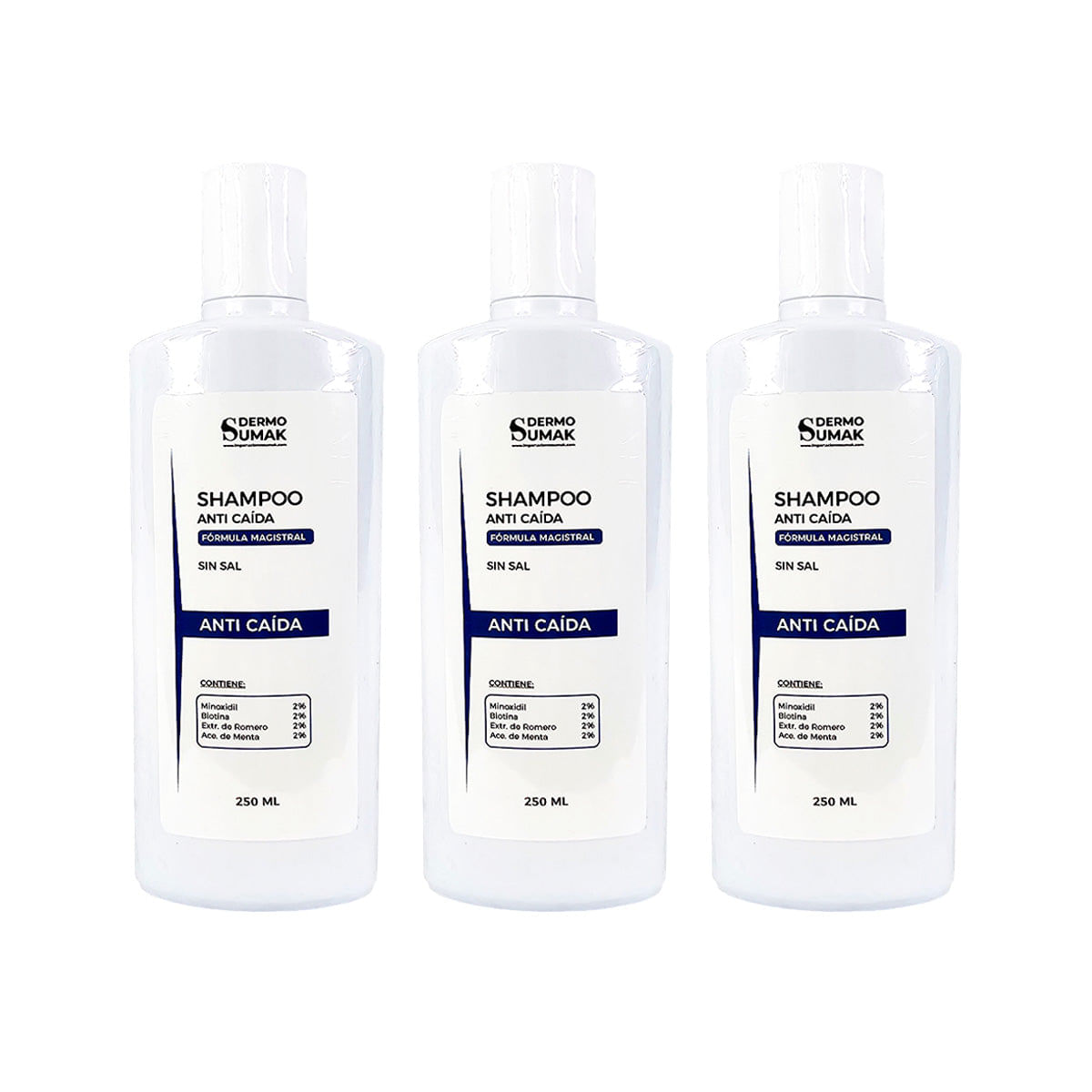 3 SHAMPOO SIN SAL ANTICAÍDA 250ML