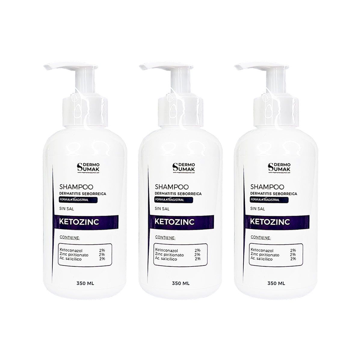 3 SHAMPOO SIN SAL KETOZINC 350ML
