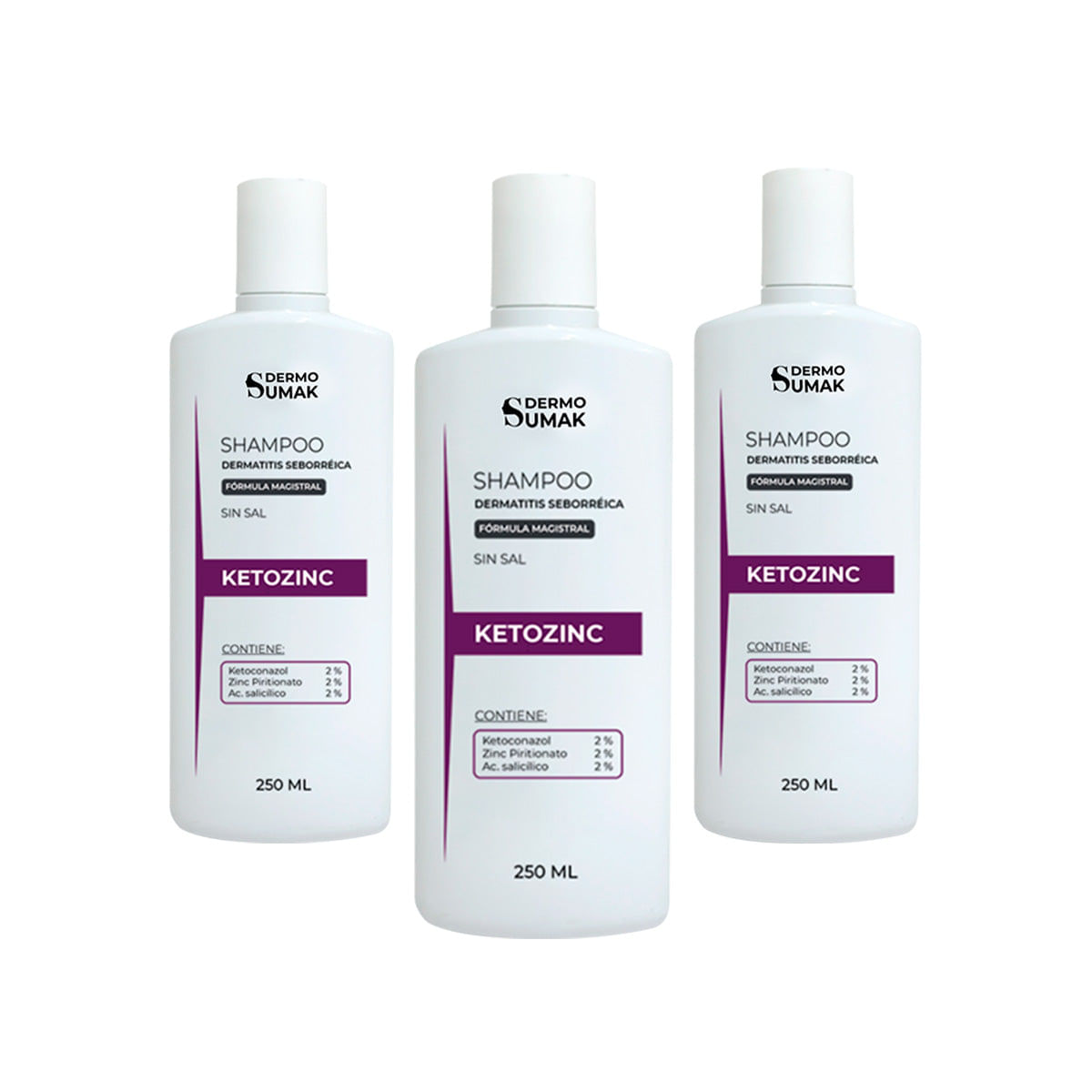SHAMPOO KETOZINC SIN SAL 250ML 3 UNID