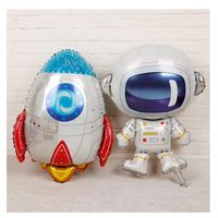 Set globos metálicos espaciales grandes cohete y astronauta