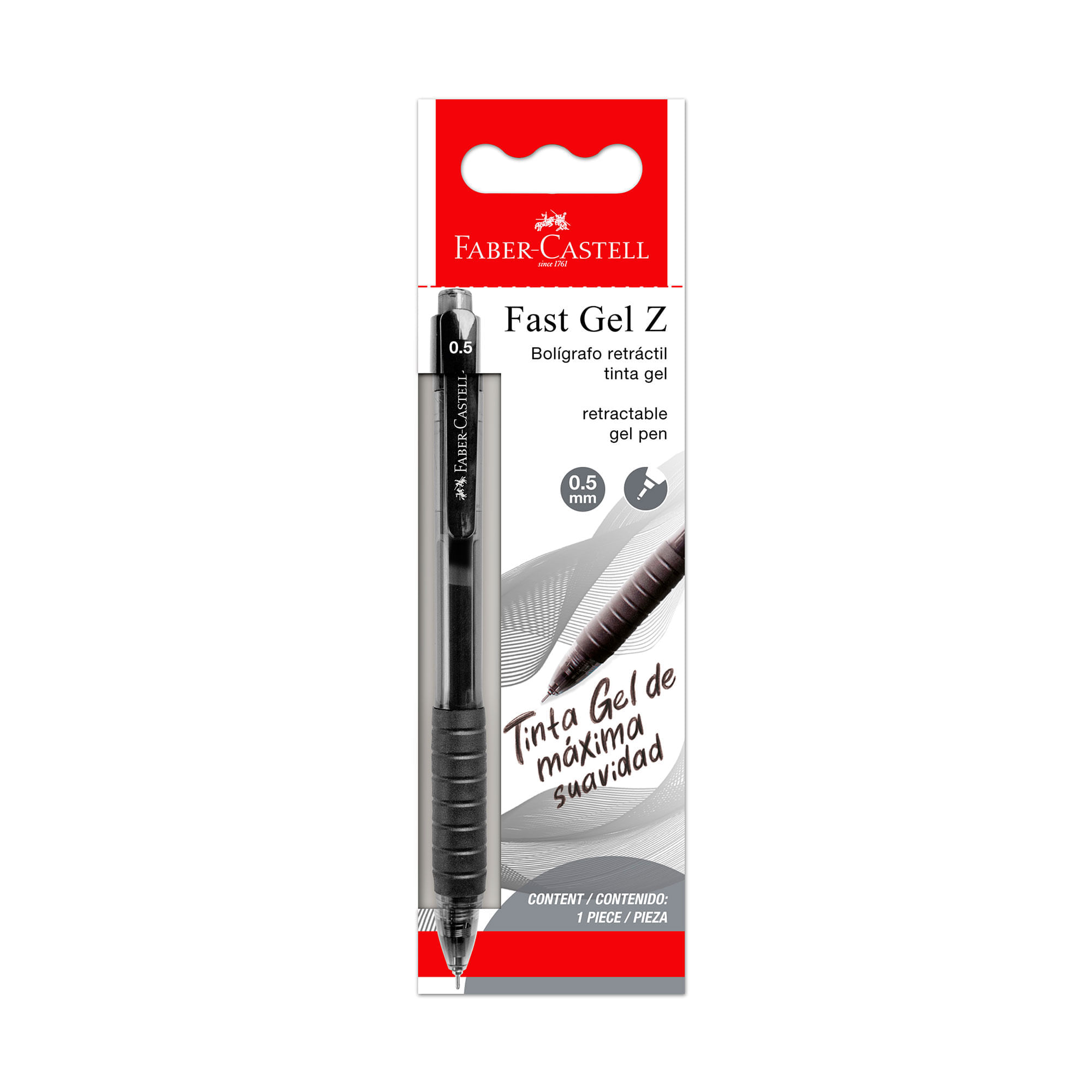 Faber Bolígrafo Retrac Fast Gel Z Negro Bl FABER CASTELL x1un