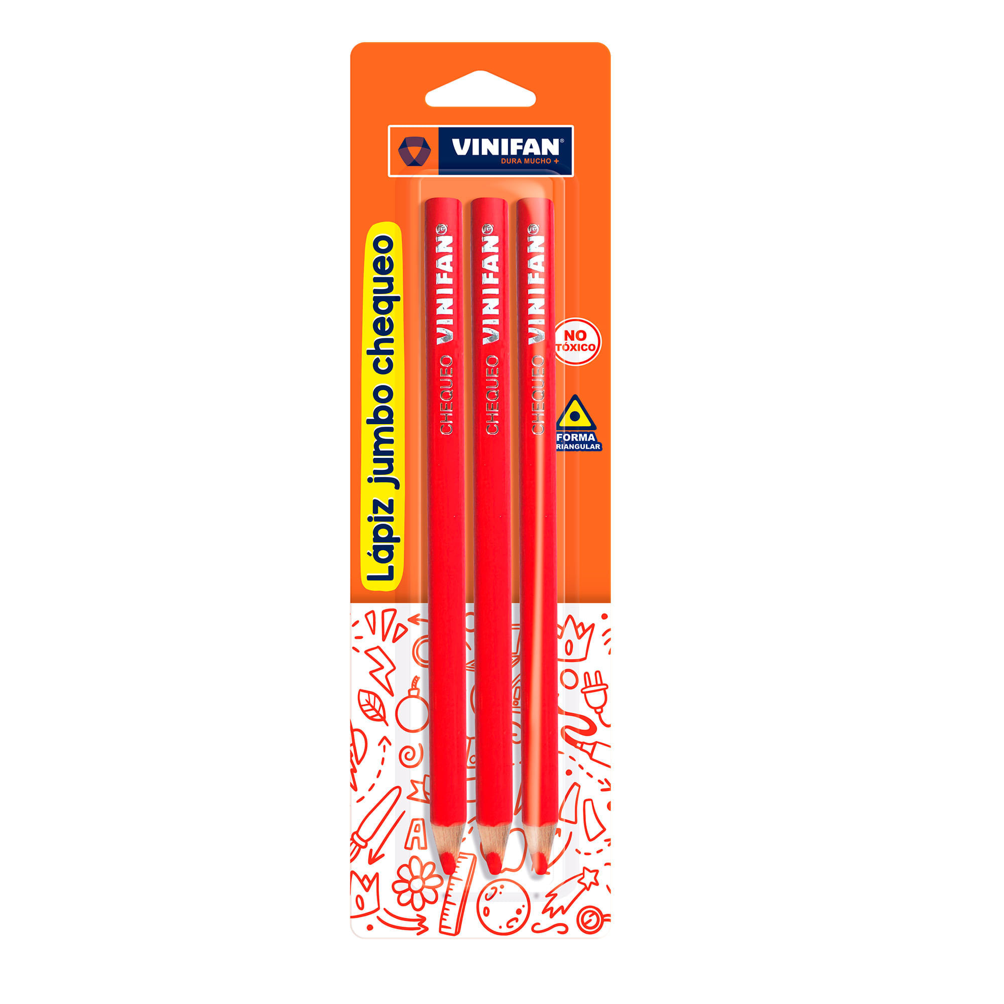 Lápiz Jumbo Chequeo Rojo VINIFAN x3un