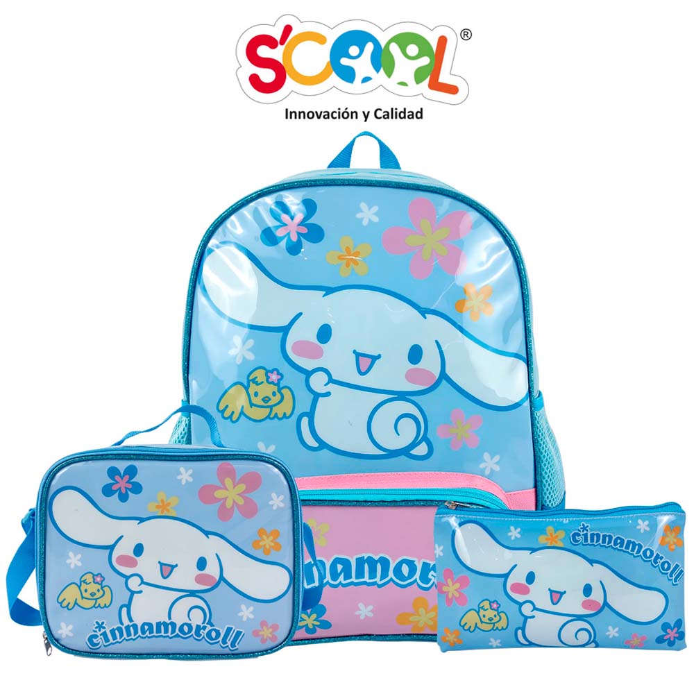 Set Mochila de Oficina + Lonchera + Cartuchera Cinnamonr SCOOL