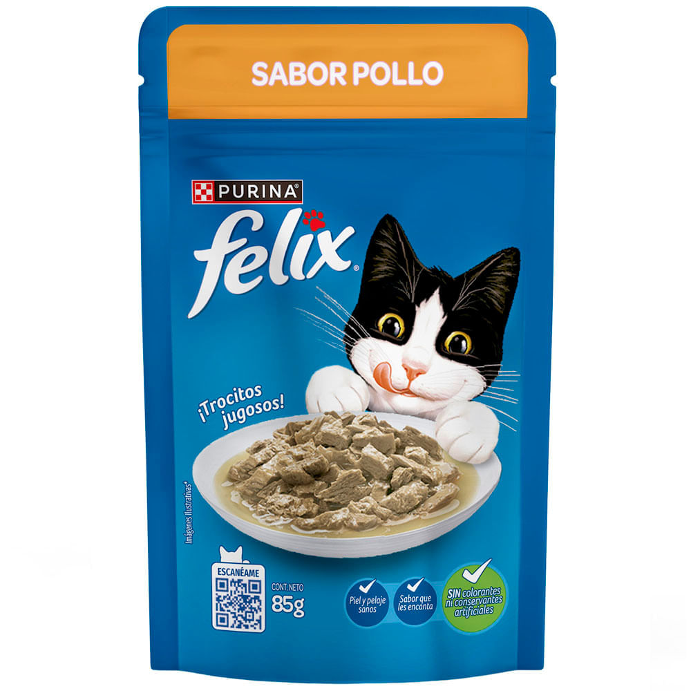 Comida para Gatos FELIX Adultos sabor Pollo Pouch 85g