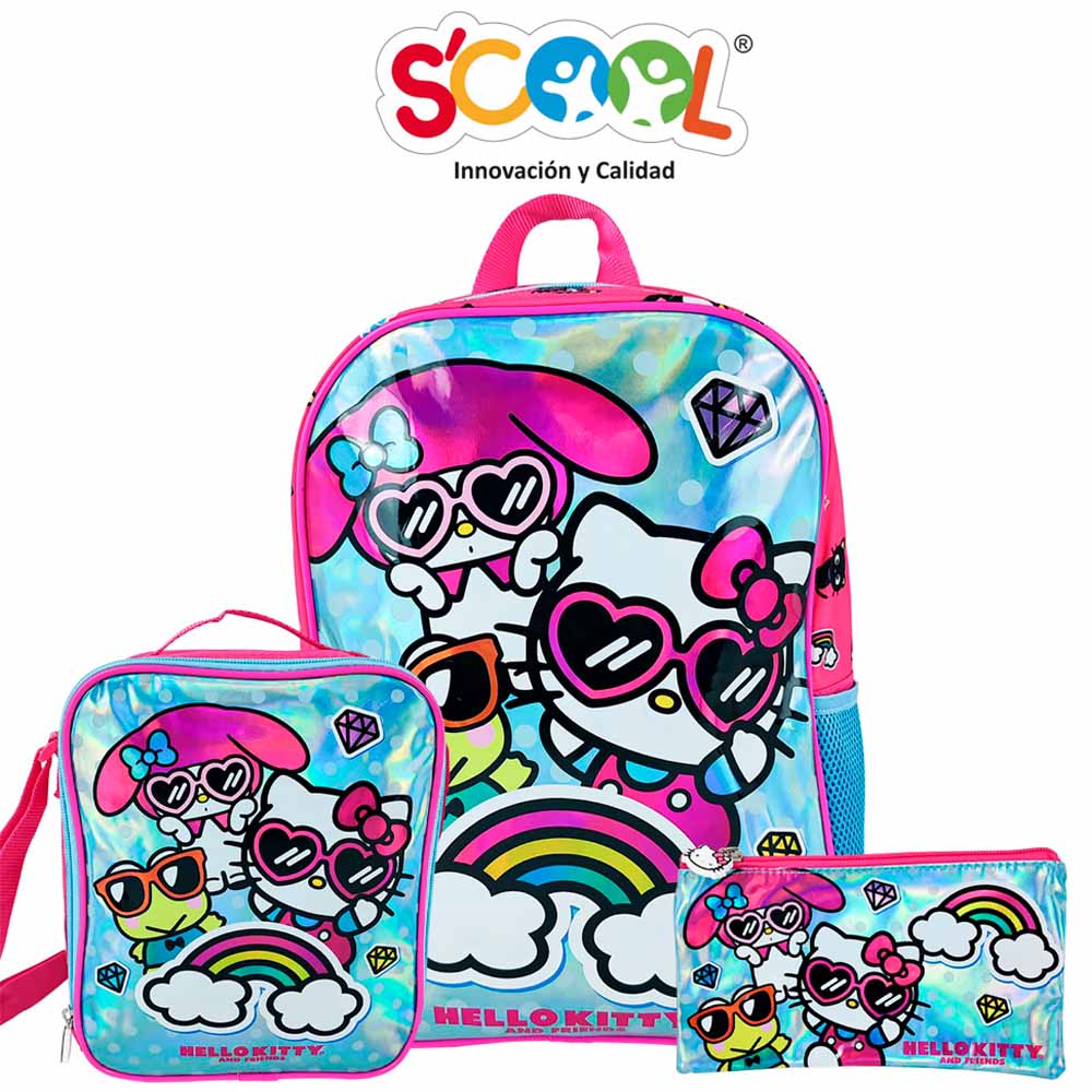 Kit Set Mochila de Oficina 1Bol Pvc Hello K&F SCOOL