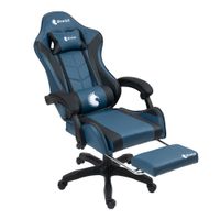 Silla Gamer Ergonómica Dreizt Shine Series Azul Indigo Con Posapies Reclinable