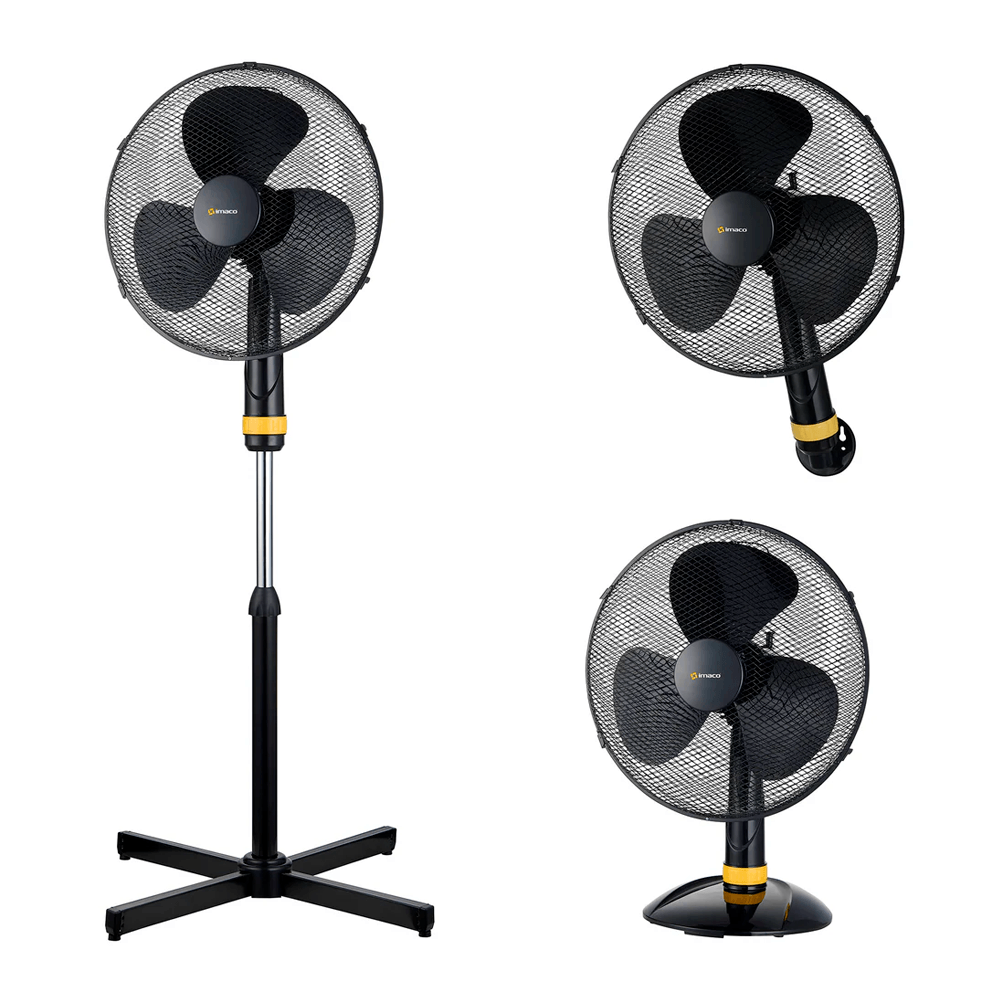 Ventilador 3 en 1 Imaco 16"" Pedestal Mesa Pared FSM1650 Negro