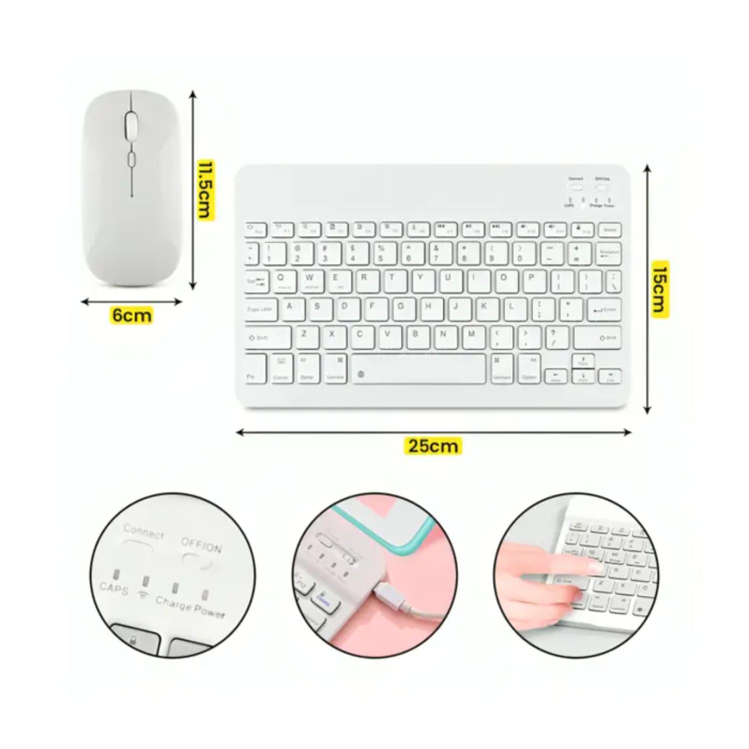 Genérico Kit Teclado y Mouse Bluetooth Morado
