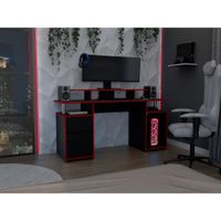 Escritorio Gamer 1 Cajon Keria Wengue - Rojo