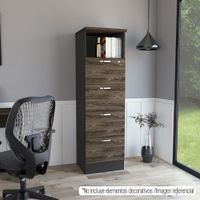 Archivador 4 Cajones Home Office Negro - Coñac