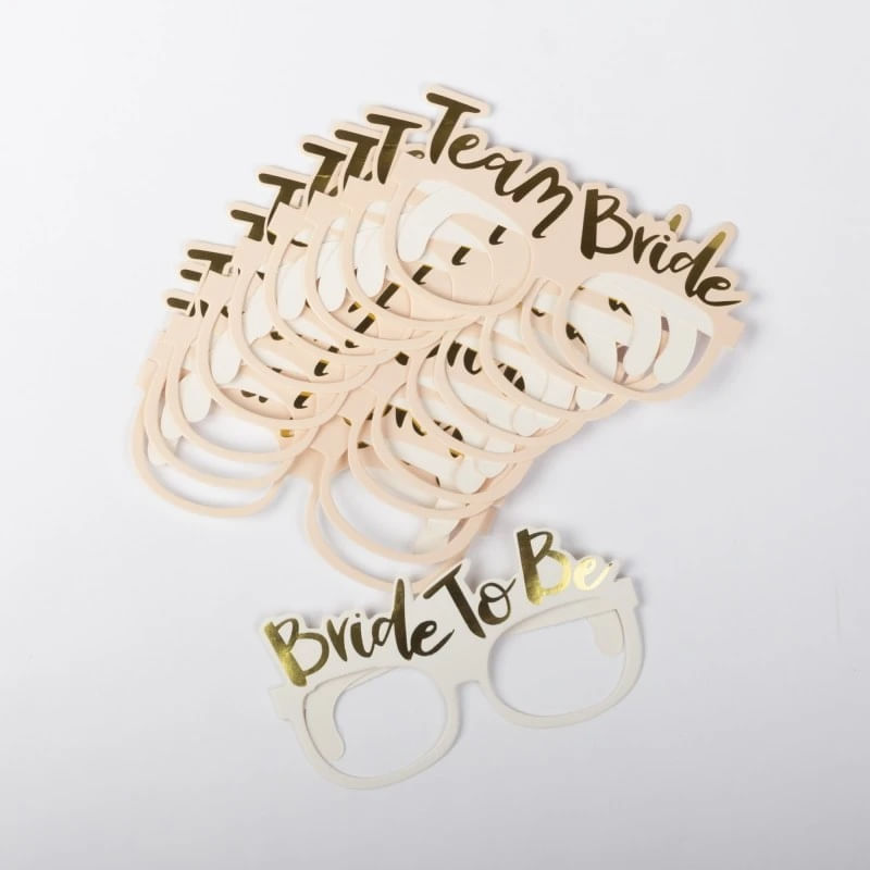 Set x 10 lentes de papel para despedida de soltera novia Bride to be y team bride