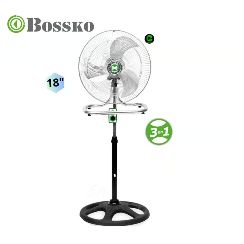 VENTILADOR BOSSKO 3 EN 1 BK-8218VI NG / METAL X 2 UNIDADES - MEGA IMPORT