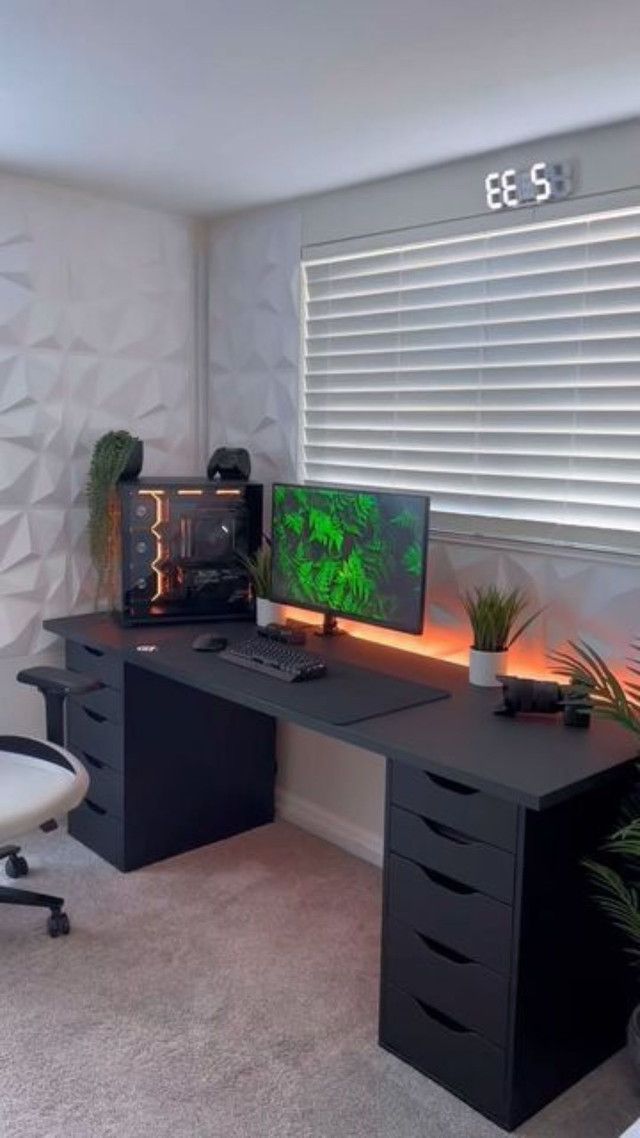 Escritorio de Melamina Gamer Negro 180cm