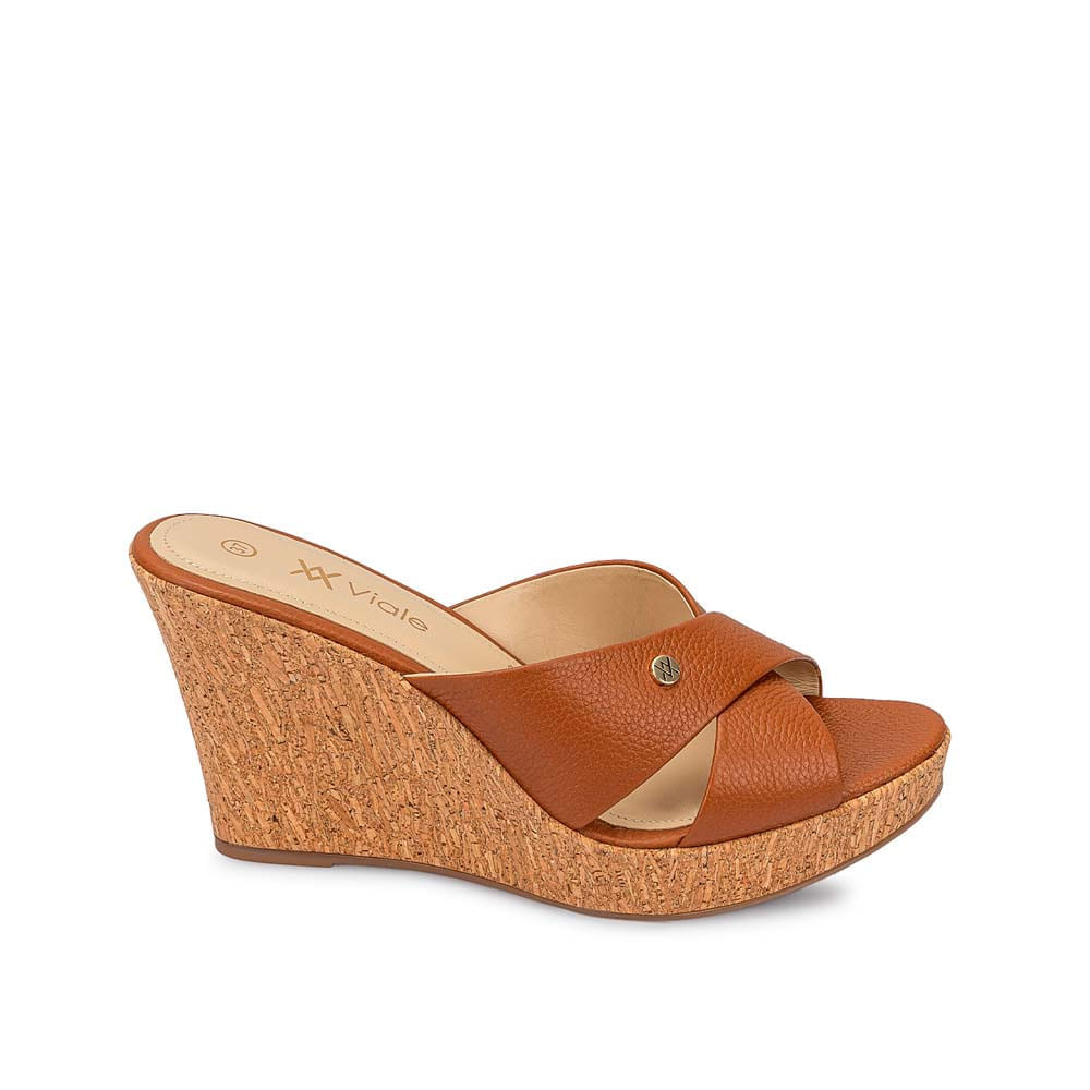 Sandalia Slide Casual ALE-2524 Natural Viale Cuero