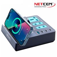Cargador multifuncional 7 en 1 carga inalámbrica 3 sockets 3 tipo C